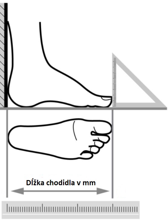 Tabulka velkosti meranie chodidla